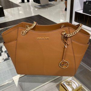 MK LG JST Leather Chain Shoulder Tote Luggage